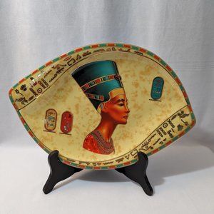 Fathi Mahmoud Limoges Nefertiti Egypt Eye Shaped Porcelain Plate 9"x13.5"